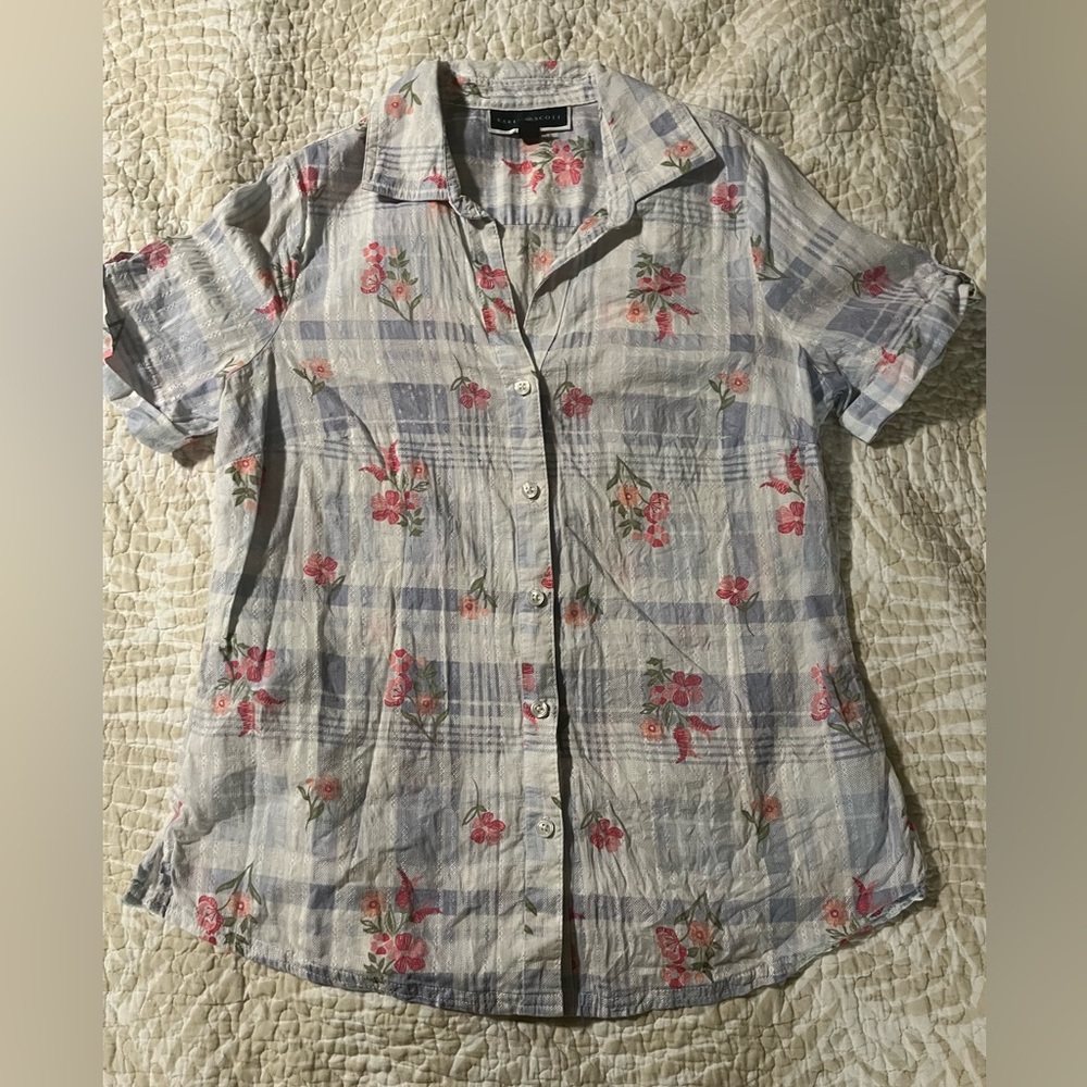 Floral Plaid Button-Up Shirt